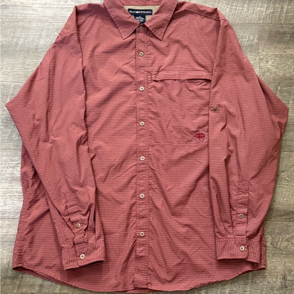 Exofficio Men's Red Plaid Button Down Shirt